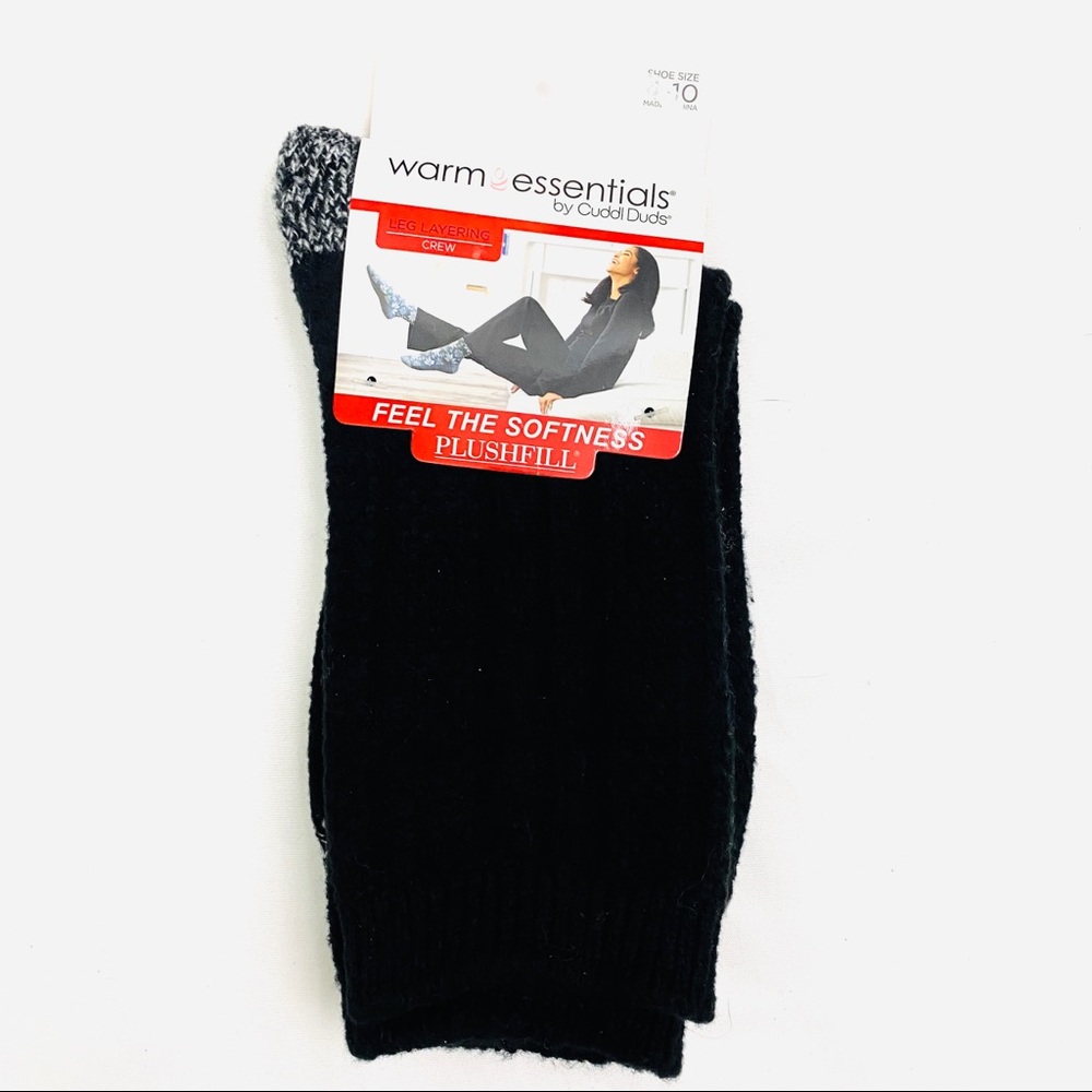Cuddl Duds Crew Socks Cable Knit Black 4-10 New